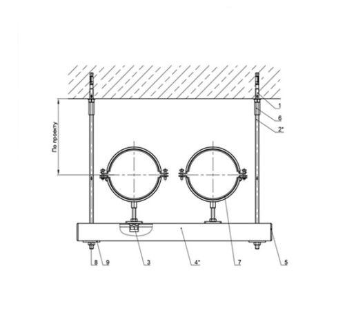 Крепления двух трубопроводов к перекрытию в Орше