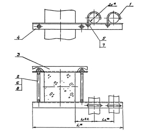 Крепления двух трубопроводов к колонне в Орше