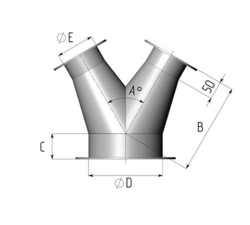 Титановые неравнопроходные Y-тройники для воздуховодов в Орше